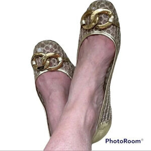 Juicy Couture Gold Mesh Flats Buckle 9M Italy